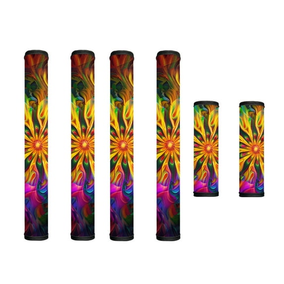 SEANATIVE 6 Pieces Refrigerator Door Handle Covers Protective Washable Fabric Kitchen Appliance Decor Handles Protector Keep Off Smudges Fingerprints for Microwave, Oven, Dishwasher, Colorful Flower