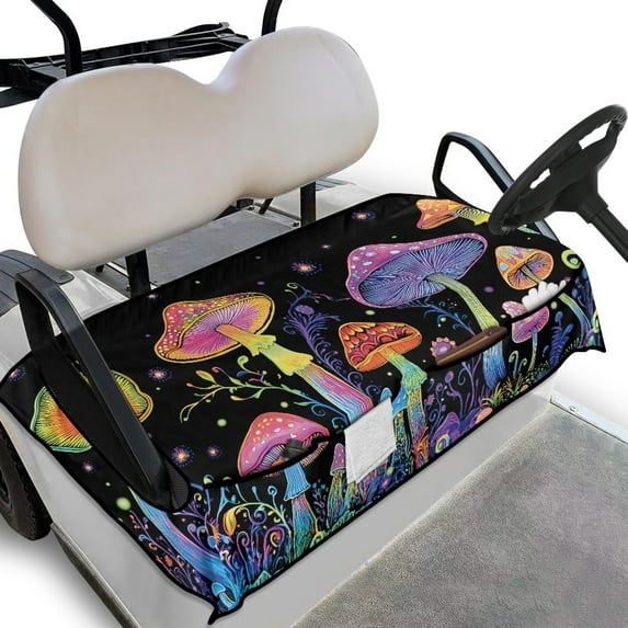 SEANATIVE Aesthetic Mushroom Golf Cart Seat Cover Non-Slip Golf Cart Seat Blanket 2 Passenger Soft Golf Cart Seat Covers for Club Car Travel Sports Golf Cart Accessories