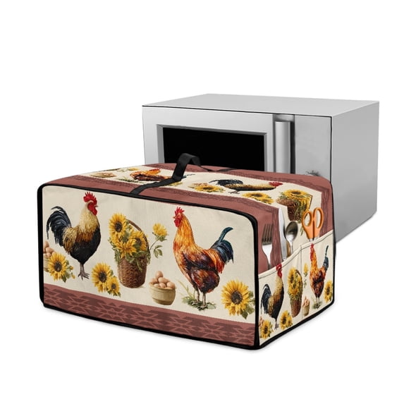 SEANATIVE Air Fryer Toaster Oven Dust Cover Washable Convection Oven Cover Farmhouse Kitchen Appliance Protector Decorations Countertop Accessories, S, Rooster Chicken Eggs Sunflower