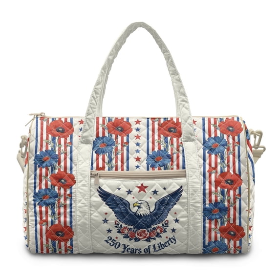 SEANATIVE American Flag Floral Print Quilted Duffle Bag for Sports ...
