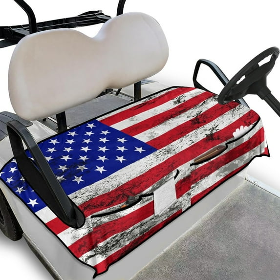SEANATIVE American Flag Golf Cart Seat Covers Club Car Comfortable Golf Cart Rear Seat Cover 4Th of July Golf Cart Seat Towel Blanket with 4 Front Pockets Fits Most Club Cars Golf Carts