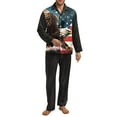 thumbnail image 1 of SEANATIVE American Flag Pajamas Men Size X Small Eagle Big and Tall Pajamas for Men 2 Piece Jogger Outfits Long Sleeve Pj Loungewear Tops and Pants Set with Pockets,4 of July, 1 of 6