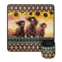SEANATIVE Aztec Ethnic Sewing Machine Cover for Table Sunflower Horse Sewing Machine Dust Cover Mat with Pockets to Reduce Vibration for Most Sewing Machines