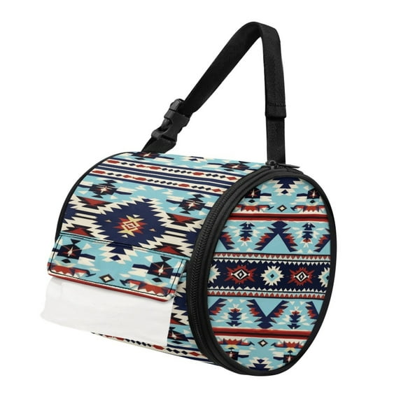 SEANATIVE Aztec Ethnic Toilet Paper Holder Geometric Print Round Tissue Organizer Bag with Adjustable Strap Washable Hanging Paper Towel Dispenser Cover Refrigerator Tissue Holder