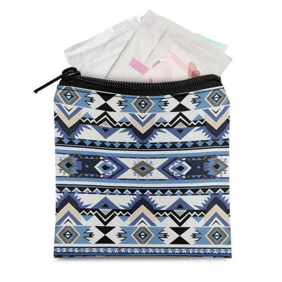 SEANATIVE Aztec Tribal Sanitary Napkin Storage Bag for Women Geometric Print Period Bag for Women Girls Soft Feminine Hygiene Organizer for Teen Girls Small Sanitary Pouch