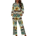 thumbnail image 1 of SEANATIVE Aztec Tribal Sunflower Button Up Pajamas for Women Button Down Sleepwear Size X Small Button Up Sleeping Sets Pj Loungewear Tops and Pants Set of 2 Women Clothes, 1 of 7