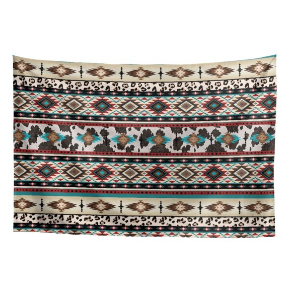 SEANATIVE Aztec Tribal Wall Tapestry for Bedroom Cow Print Wall Tapestry for Living Room Mini Tapestry for Cafe Vintage Wall Tapestry for Living Room Black Tapestry for Office Decor