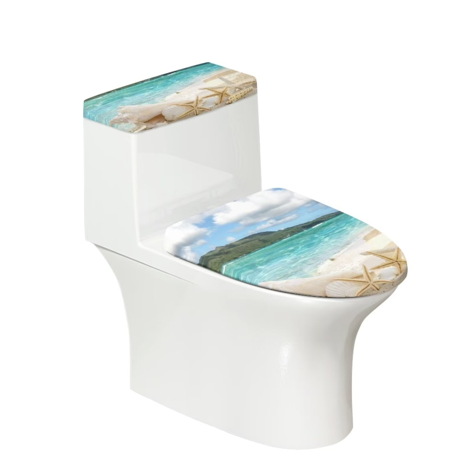 SEANATIVE Beach Shell Starfish Toilet Lid Cover and Toilet Tank Lid
