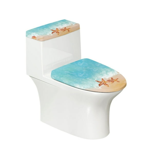 SEANATIVE Beach Starfish Toilet Lid Covers Toilet Tank Cover Set of 2 Soft Toilet Lid Cover and Toilet Tank Cover Universal Fits Most Toilet Tanks & Lids