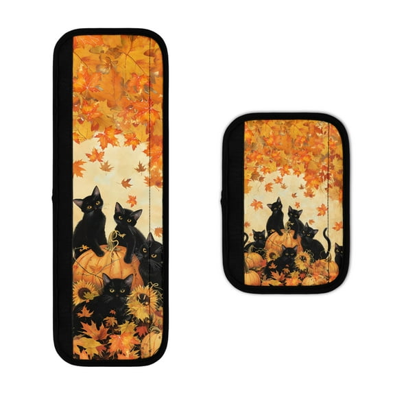 SEANATIVE Black Cat Refrigerator Door Handle Covers Set of 2 Maple Leaves Kitchen Appliance Handles Decor Covers Thanksgiving Fridge Microwave Oven Dishwasher Door Handle Protector Fall Decoration