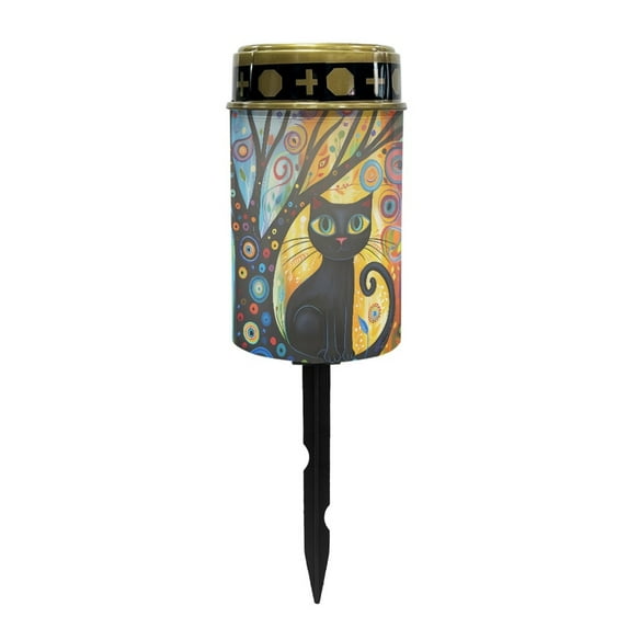 SEANATIVE Black Cat Solar Lights Outdoor Solar Garden Lights for Outside Cemetery Solar Lights for Grave Auto ON/OFF Solar Powered Lights Landscape Path Lights Grave Lamp Cemetery Decorations