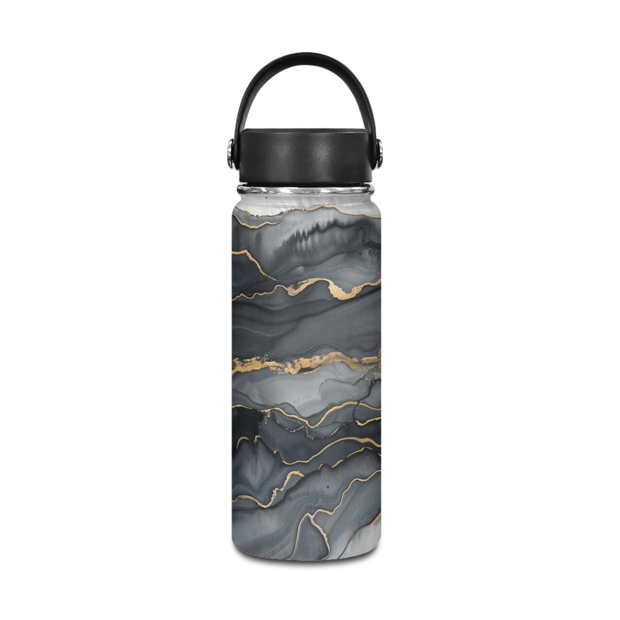 SEANATIVE Black Gold Marble Water Bottle 18 oz Vacuum Insulated