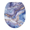 thumbnail image 1 of SEANATIVE Blue Gold Marble Bathroom Toilet Lid Cover Bathroom Decoration Accessories Easy to Clean Plush Seat Covers Fits Most Toilet Lids for Bathroom Decor, 1 of 6