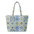 SEANATIVE Blue Yellow Floral Tile Easy clean Women's Quilted Shopping ...