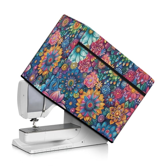 SEANATIVE Boho Cover for Sewing Machine Dust Cover Mandala Flower Sewing Machine Cover with Pocket Easy Storage Sewing Machine Protective Cover Decor Accessories