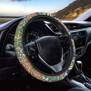 SEANATIVE Boho Steering Wheel Cover Women for Auto Cars Mandala Flower Steering Wheels Cover Accessories Lightweight Steering Wheel Protector Decorative,15"
