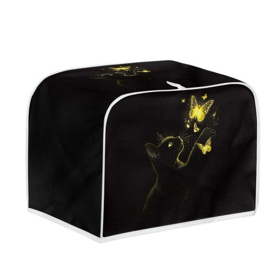 SEANATIVE Butterfly 2 Slice Toaster Cover Bread Machine Cover with Top Handle Design Kitchen Small Appliance Cover Dust Protection Stain Resistant Universal Size, Black Cat