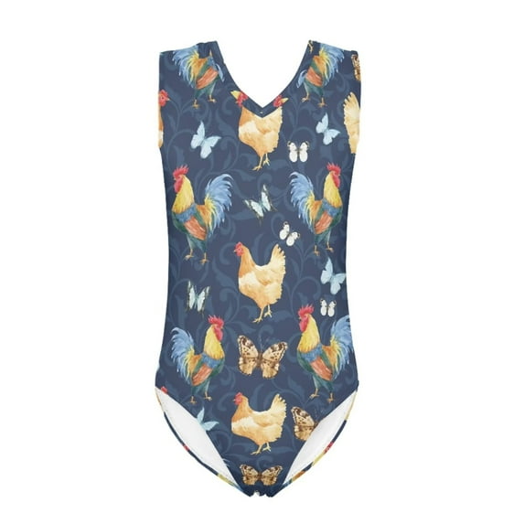 SEANATIVE Butterfly Chicken Children Swimsuit Girls Size 7-8 Y Aesthetic One-Piece Kids Dance Clothes Breathable Sleeveless Swimwear Bathing Suits