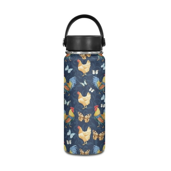 SEANATIVE Butterfly Chicken Water Bottles for Girls 18oz Leak Proof Double Walled Stainless Steel Gym Bottles for Women Men Insulated Hot Cold Hiking Canteen