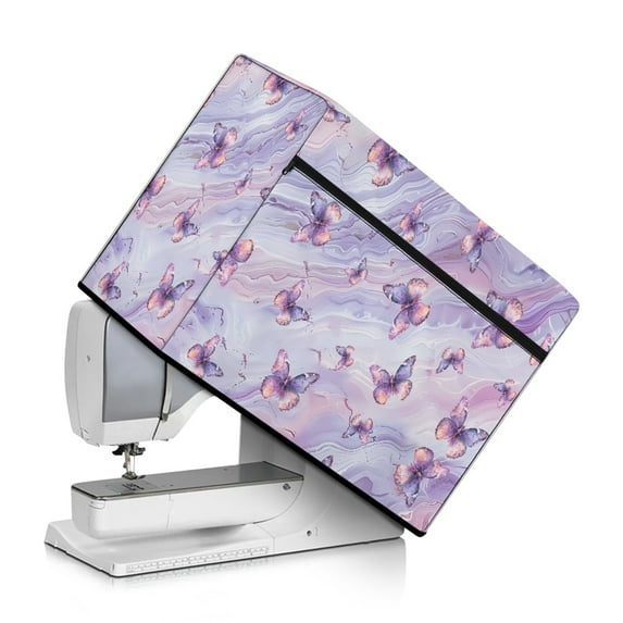 SEANATIVE Butterfly Cover for Sewing Machine Dust Cover Pink Marble Sewing Machine Cover with Storage Pocket Sewing Machine Protection Decoration Accessories