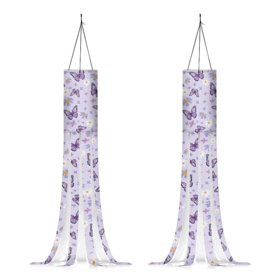 SEANATIVE Butterfly Daisy Windsock Halloween Windsock Outdoor Hanging with Tails 2 Pieces Reusable Quick-Drying Decoration Washable Windsock Garden Hanging