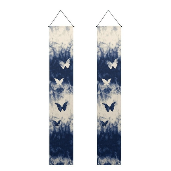 SEANATIVE Butterfly Porch Flags 2 Piece Hanging Banners Porch Banners Flags 70.9 x 12.6 Inch Door Banners Hanging Banner for Garden Home Yard Decor Party Supplies