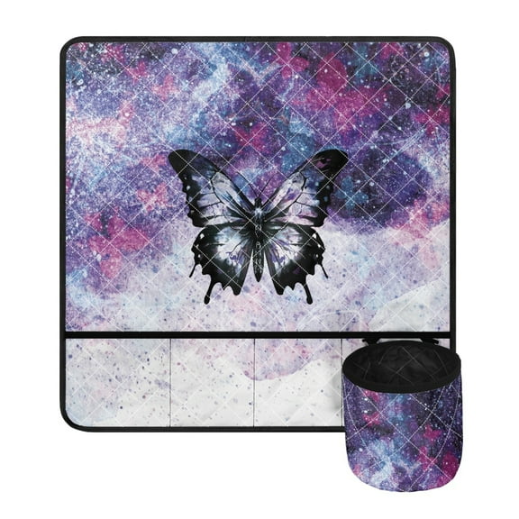 SEANATIVE Butterfly Sewing Machine Mat with Pockets Galaxy Star Sewing Machine Muffling Mat Aesthetic Sewing Machine Accessories and Organizer Home Decor