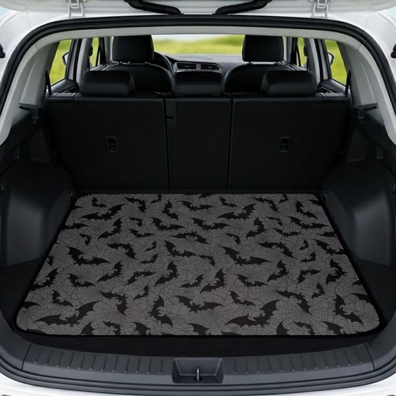 SEANATIVE Car Trunk Mat 39 x 29 Inch Cargo Protector Mat All-Weather Heavy Duty Cargo Liner Wear-Resistant Protective Cargo Floor Cover for Halloween, Bat Spider-Web Print Gray
