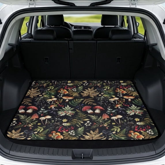 SEANATIVE Car Trunk Mat Universal Fit Auto Trunk Liner Trunk Protection Cargo Liner Scratch-Resistant Auto Interior Accessories for SUVs, Sedans, Trucks, Vintage Forest Leaf Mushroom