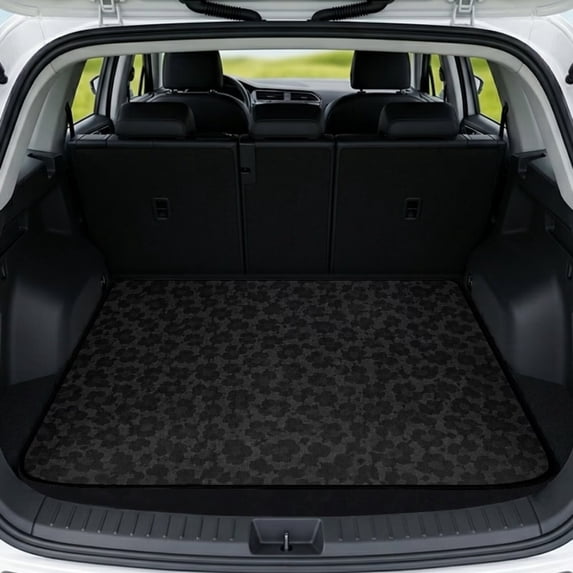 SEANATIVE Cargo Mat 29" x 39" All Weather Trunk Liner Non Slip Backing Washable Cargo Liner Automotive Accessories Universal Fit for Most Vehicles, Dark Gray Floral