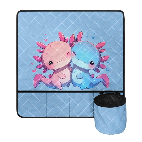 SEANATIVE Cartoon Axolotl Sewing Machine Pad for Table with Pocket Easy Storage Protective Mat for Sewing Machine Fits Most Standard Household Sewing Machines