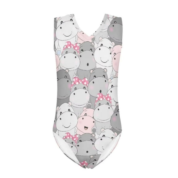 SEANATIVE Cartoon Hippo Bathing Suit One Piece Elastic Kids Girls Swimsuit Tankini Comfortable Kids Cover Ups for Swimwear Girls Size 9-10 Years
