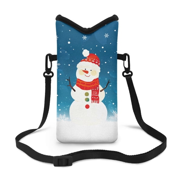 SEANATIVE Cell Phone Bag for Women Men Waterproof and Shockproof Phone Pouch Small Crossbody Bag Protective Smartphone Bag with Shoulder Strap, 8 x 4 inch, Snowman Snow Christmas Blue