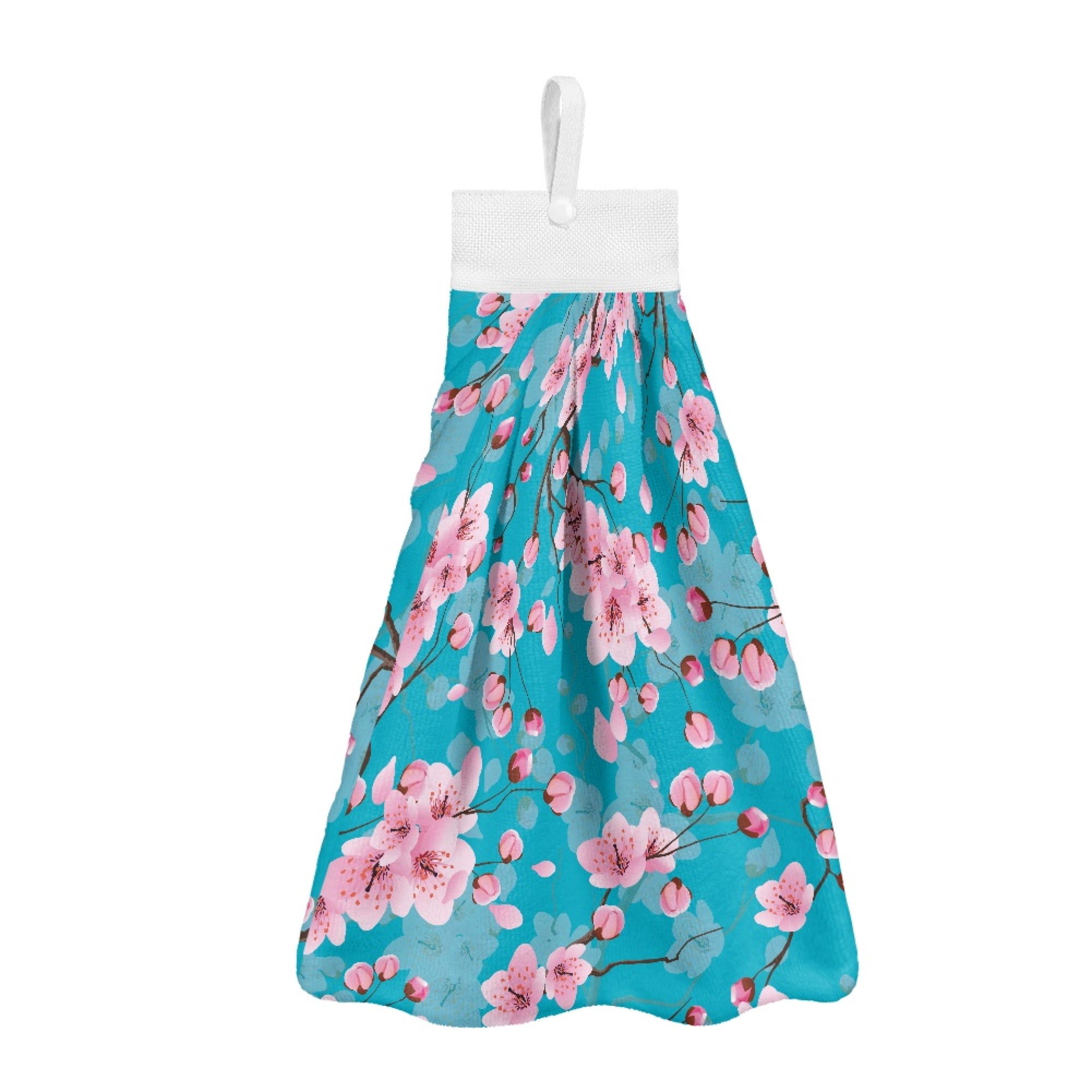 SEANATIVE Cherry Blossom Hand Towels for Bathroom Set of 3 Blue Hanging Hand Towel for Kitchen Dirty Resistant Handing Towel with Hanging Loop Portable Fingertip Towel for Hotel Travel Outdoor