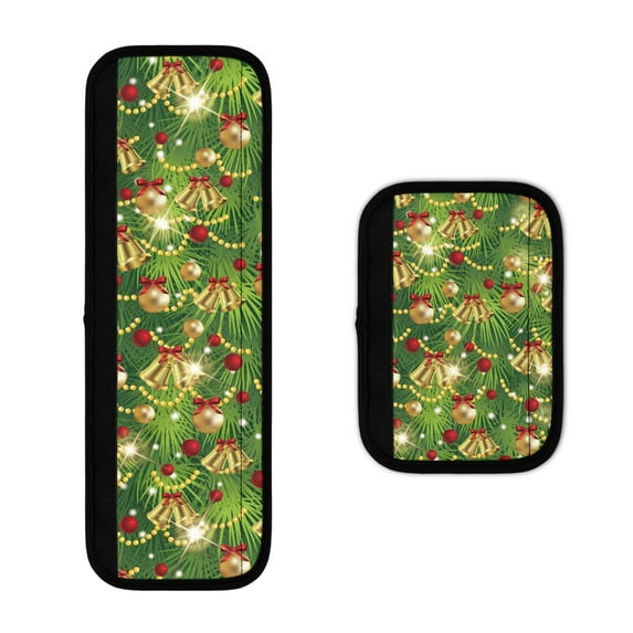 SEANATIVE Christmas Bell Fridge Door Handle Covers Set of 2 Washable Refrigerator Door Handle Cover Kitchen Appliance Handles Protector for Microwave Oven Dishwasher Green Xmas Decor Accessories