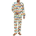 thumbnail image 1 of SEANATIVE Christmas Button Up Pajamas for Men Rainbow Penguin Long Sleeve Sleepwear Size XS Night Wear with Pockets Crewneck Tops with Jogger Sweatpants 2 Piece Outfits, 1 of 6