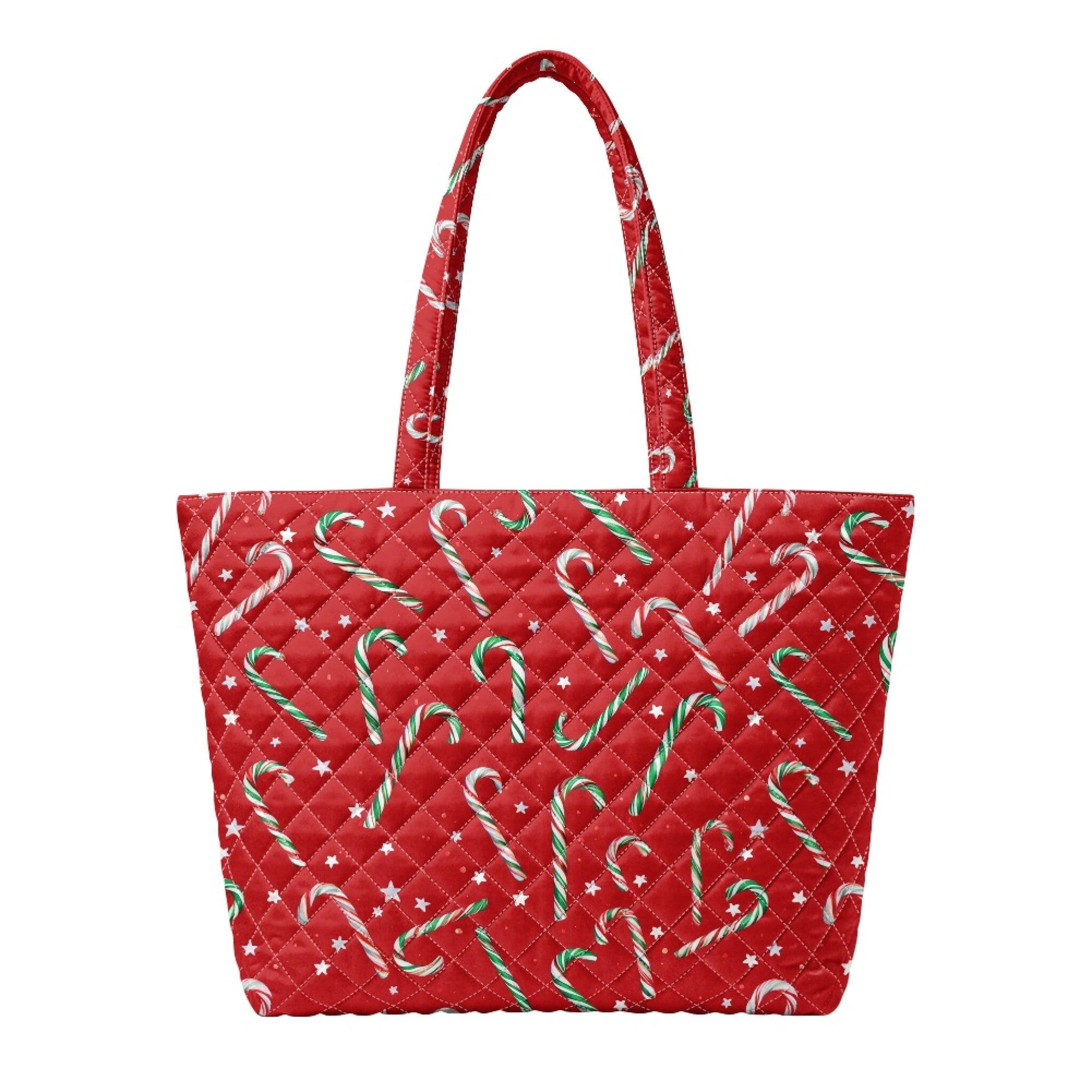 SEANATIVE Christmas Candy Cane Theme Print Quilted Tote Bag for Daily ...