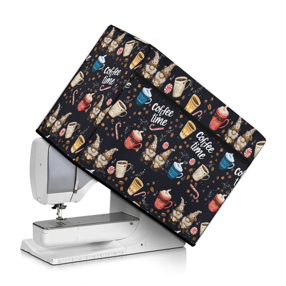 SEANATIVE Christmas Coffee Sewing Machine Dust Cover Easy Storage Protective Cover with Pocket Compatible with Most Standard Sewing Machines Dust Cover