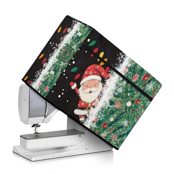 SEANATIVE Christmas Cover for Sewing Machine Soft Sewing Machine Cover Santa Claus Protective Dust Cover with Pockets for Most Standard Sewing Machines and Accessories