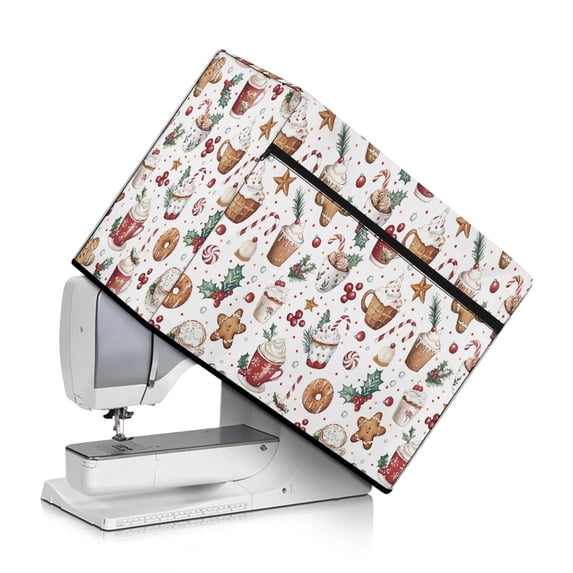 SEANATIVE Christmas Gingerbread Sewing Machine Cover with Pocket Dustproof Sewing Machine Cover Universal for Most Standard Sewing Machines Accessories