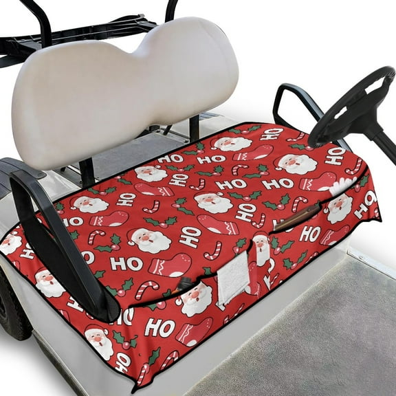 SEANATIVE Christmas Golf Cart Seat Covers Xmas Golf Cart Seat Towel Blankets Santa Claus Sports Cart Seat Cushion Accessories Red Golf Cart Cover Club Car Keeps Warm in Winter All Seasons Use
