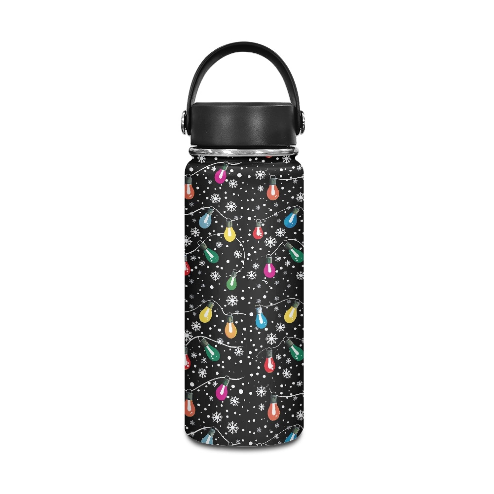 SEANATIVE Christmas Lights Insulated Water Bottle 20oz Stainless Steel Double-Walled Canteen for Cold Drinks and Hot Beverages Vacuum Insulated Reusable Bottle