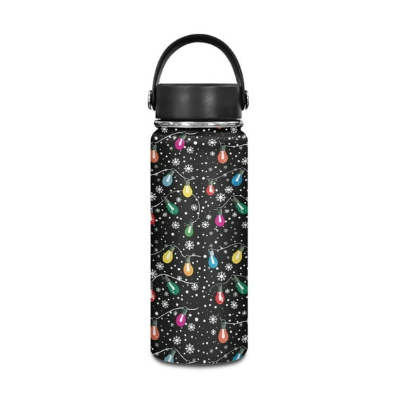 SEANATIVE Christmas Lights Insulated Water Bottle 20oz Stainless Steel Double-Walled Canteen for Cold Drinks and Hot Beverages Vacuum Insulated Reusable Bottle