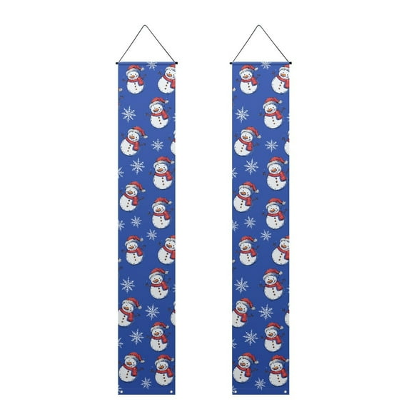SEANATIVE Christmas Outdoor Yard Front Porch Sign Set of 2 Snowman Snowflake Door Banner Hanging Home Decor Indoor Outdoor Xmas Decor Wall Front Door Yard Garage