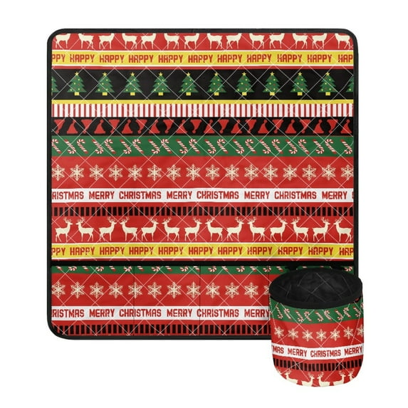 SEANATIVE Christmas Reindeer Sewing Machine Table Mat with Pockets Washable Reduce Vibration Muffling Mat Protective Mat for Standard Household Sewing Machines