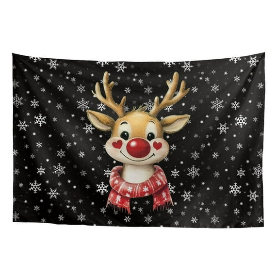SEANATIVE Christmas Room Tapestry Small Vintage Wall Hanging Tapestry Mini Tapestry for Bedroom Aesthetic Wall Tapestry 36H*24W Mini Tapestry for Cafe, Reindeer Snowflake