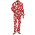 thumbnail image 1 of SEANATIVE Christmas Santa Claus Button Up Pajamas for Men Xmas Ho Ho Long Sleeve Sleepwear Size XL Night Wear Crewneck Tops with Jogger Sweatpants 2 Piece Outfits, 1 of 6