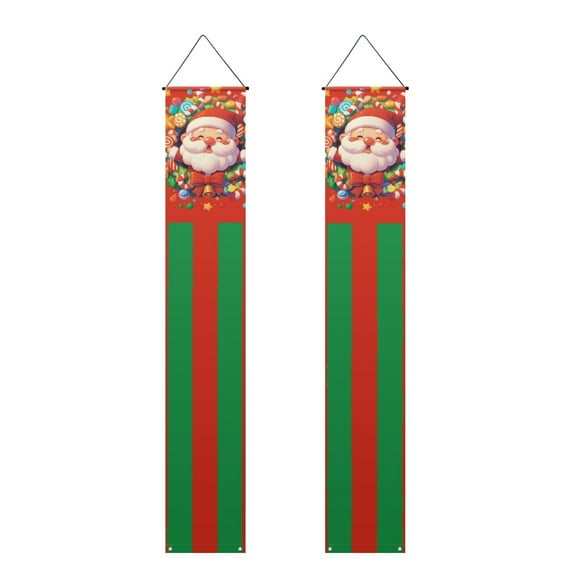 SEANATIVE Christmas Santa Claus Door Banner Set of 2 Door Banner for Holiday Front Door Wall Hanging Porch Banner Decorations Supplies Indoor Outdoor 70.9 x 12.6 Inch