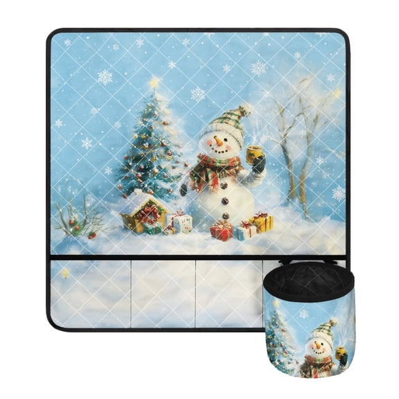 SEANATIVE Christmas Snowman Sewing Machine Cover Foldable Sewing Machine Muffling Mat Reduce Vibration and Mats Suitable for Most Machines, Xmas Gifts