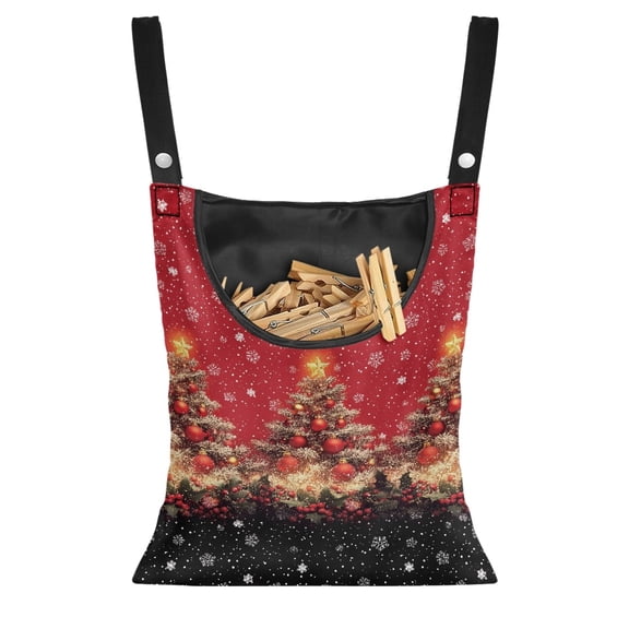 SEANATIVE Christmas Tree Clothespin Bags Laundry Hanging Storage Organizer Xmas Clothes Pin Hanging Bags Clothespin Holder for Clothesline Outdoor Decoration